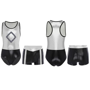 Kids Girls Gymnastic Leotard Bodysuit with Shorts for Jazz Dance Sports Outfits - Picture 1 of 18