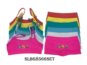 6 Sets Girl's Seamless Spaghetti Straps Bras & Boxer Shorts Owl Owlet S M L 8566 - Picture 1 of 1