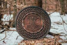 Viking Shield With Carved Hammer Of Thor Battle worn Wooden Shield 23" gift item