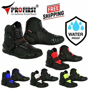 Motorcycle Racing Boots Motorbike Leather Short Ankle Boot Riding Armoured Shoes - Picture 1 of 26