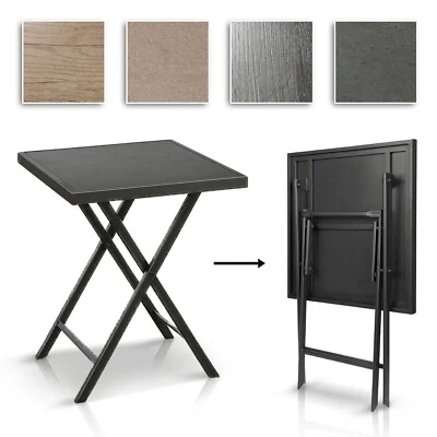Balkontisch 60x60 klappbar Gartentisch eckig Holz Stein Optik Bistrotisch Metall - Bild 1 von 4