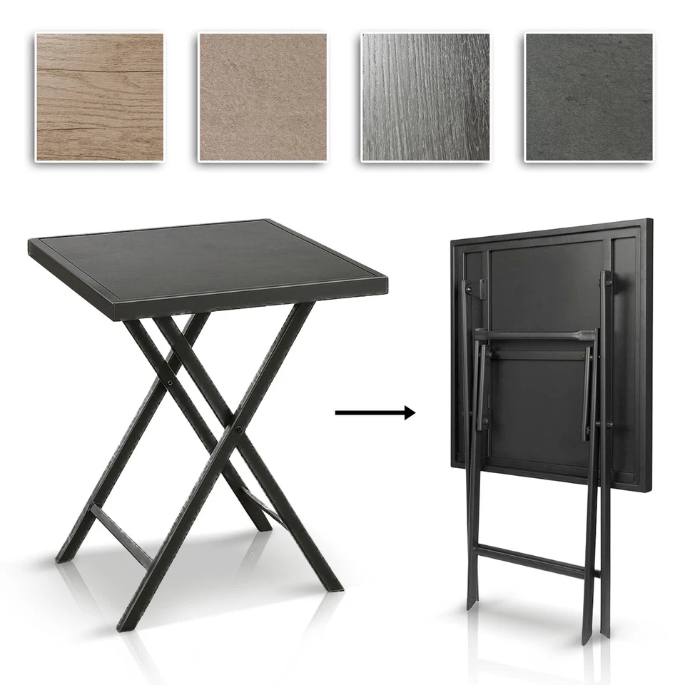 Balkontisch 60x60 klappbar Gartentisch eckig Holz Stein Optik Bistrotisch Metall - Bild 1 von 4