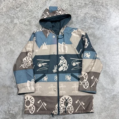 Current Seen Jacket Mens Medium Reversible Hooded Parka Blue Gray Southwestern - Image 1 of 4