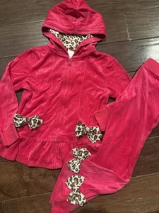 GYMBOREE 2pc SET Outfit 5/6 Parisian Chic Pink Velour Sweatsuit Jacket Pants - Picture 1 of 4