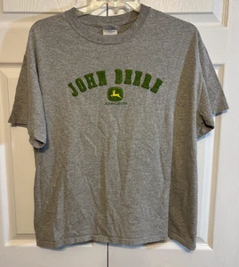 John Deere T-Shirt Raised Puffy Logo Graphic Men's Large Gray - Picture 1 of 7