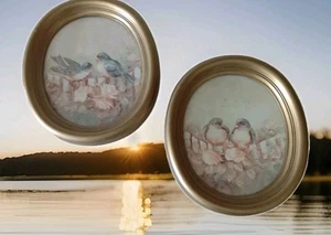 Set 2 Vintage Home Interiors Bluebirds Pictures Wall Hangings Birds Ornithology - Picture 1 of 7