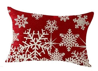 Happy Winters Merry Christmas Cotton Linen Decorative Throw Pillow Snowflake - Image 1 of 3
