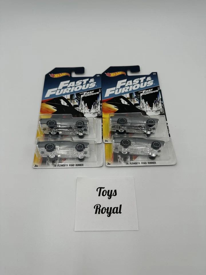 Hot Wheels Fast & Furious 1970 Plymouth Road Runner 1/64 Diecast Nuevo Lote de 4 Foto 1 de 1