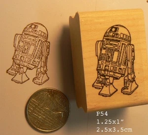 R2D2 lineart rubber stamp P54 - Picture 1 of 2