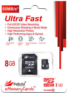 8GB MicroSD Memory card for Olympus TG Tracker action camera | Class 10 80MB/s