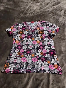 Dickies Scrub Top Women Flower Print Size Small, Pockets,Nurse, Floral Colorful - Picture 1 of 7