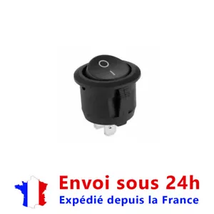 1 pièce 23 mm diamètre interrupteur à bascule rond noir 2 broches marche-arrêt - Foto 1 di 5
