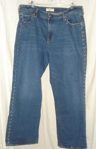 Abercrombie & Fitch Jeans 16R or 33.The Baggy Low Rise Denim Curve Love STUDDED - Picture 1 of 4