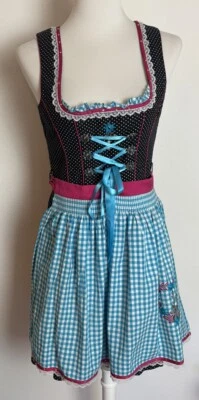 C&A Damen Trachten Dirndlkleid Mit Schützen Ärmellos Schwarz Mit Muster Gr.36 - Bild 1 von 4