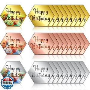 30 Stück Happy Birthday Acryl Cupcake Topper - Personalisierte Spiegel Kuchenscheibe - Bild 1 von 5