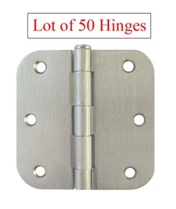 Menge 50 Satin Nickel 3,5" Zoll mit 5/8" Radius Runde Ecke Innentürscharniere - Bild 1 von 4