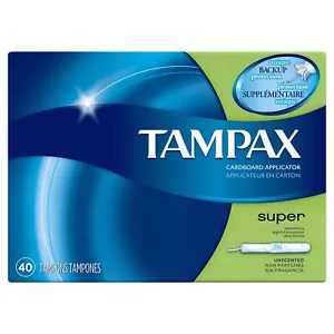 Tampax Super Absorbency Tampons Cardboard Applicator Leakguard 40ct Pack of 12 - Picture 1 of 3