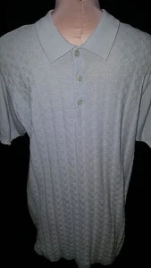 AZIANO Mens Short Sleeve Polo Shirt 1/3 Button Front M Medium Blue Cotton Blend - Bild 1 von 7