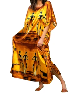Kaftan Winlar Summer Dress Silk Kimono Coverup African Moroccan Nightie One size - Picture 1 of 11
