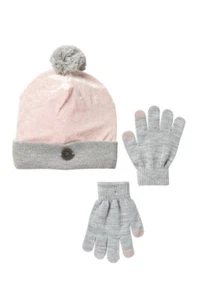 DKNY Velvet Blush Beanie and Tech Touch Tip Gloves One Size Girl fit 7 to 16 NEW - Picture 1 of 1