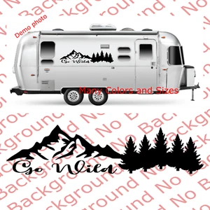 Casa rodante Go Wild Mountain Life calcomanía de vinilo troquelada árboles secoyas camión SP042 - Imagen 1 de 8