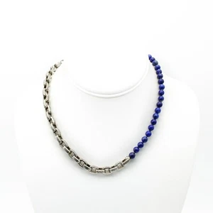 John Hardy Sterling Silver Chain And Lapis Beaded Necklace With Tag Bin-16 - Picture 1 of 8