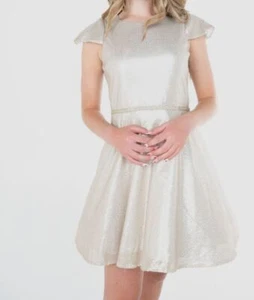 Zoe Ltd Girl's Beige Brooklyn Matte Sequin A-Line Dress Size 14 - Picture 1 of 2