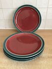 Denby Harlequin - 4 x 26 cm Dinner Plates - Red / Green Rim