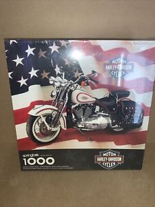 Springbok Harley-Davidson Motorcycle 1000 Piece Puzzle American Flag 20" x 30"🔥