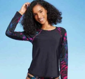 All In MotionLong Sleeve Swim Top Multi-Colored Women's Size M one piece - Picture 1 of 7