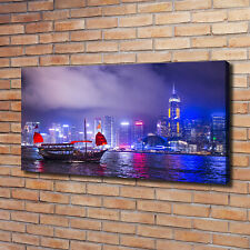 Leinwandbild Kunst-Druck 120x60 Bilder Landschaften Hong Kong bei Nacht