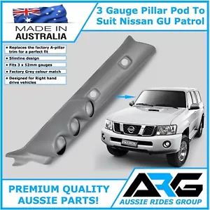 52mm 3 Gauge Pillar Pod In Grey To Suit Nissan GU Patrol 1997-2016 Trim Code W - Picture 1 of 5