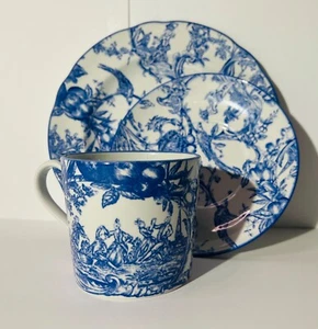 Spode Colonial Williamsburg Provincial Garden Teacup Saucer & 2nd Plate England - Foto 1 di 6
