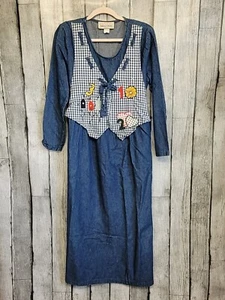 Apparel World Dress Womens Medium Vintage Denim Long Sleeve Teacher Dress - Picture 1 of 11