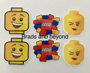 BB LEGO FACE BLOCKS PLANAR FLATBACKS - pk of 6 building block craft earrings - Picture 1 of 1