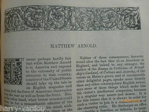Matthew Arnold Poet Critic Author Writer Henry James Rare Antique Article 1884 - Bild 1 von 2