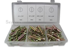 50 Pc Lynch Hitch Quick Pin Assortment Set w/ Self-locking Retaining Round Rings - Picture 1 of 1