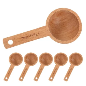  6 Pcs Coffee Scoop Wood Measuring Spoons Cooking Canister Wooden - Picture 1 of 12