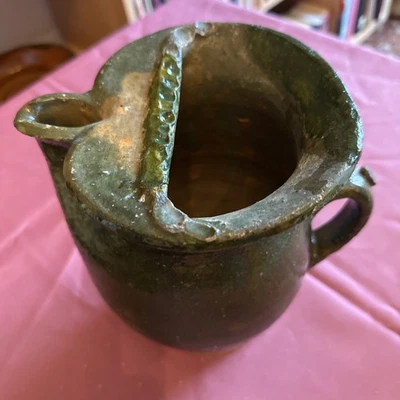 Antike Tüllenkanne alpenländische Irdenware Hafnerware Krug - Bild 1 von 4