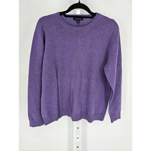 Lands End Womens Sz XL Crew Neck Cotton Sweater Solid Purple - Picture 1 of 4