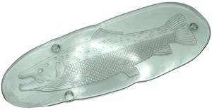 NEW Vtg 23" Pottery Barn Serving Platter Fish Salmon Thick Green Glass Italy - Picture 1 of 13