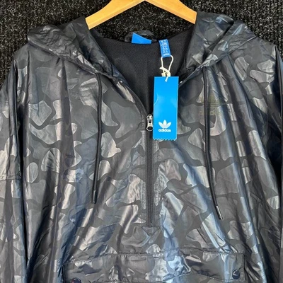 NWT adidas Windbreaker Unisex L Blue Seoul Winter Embossed BS4354 Legend Ink - Image 1 of 4