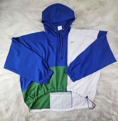 NUEVO SIN ETIQUETAS Chaqueta Pullover Ligera Rompevientos Para Mujer Rbk 1/2 Cremallera Suelta L Foto 1 de 4