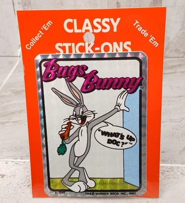 1990 VINTAGE LOONEY TUNES: Bugs Bunny Prism Sticker A-7042 Factory Sealed - Rare - Image 1 of 2