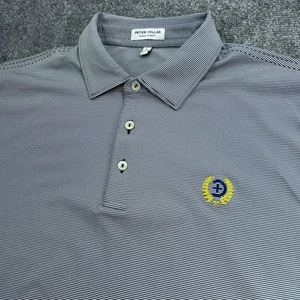Peter Millar Summer Comfort Polo Shirt Mens Large Navy Striped Performance Golf - Picture 1 of 10