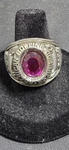 Vintage American Bowling Congress 800 Series Mens Ring Size 9.5 Award Red Stone - Picture 1 of 15