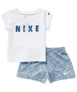 Nwt Nike Girls 2 Piece Set Short & Tee Ocean Bliss Size 6 M - Picture 1 of 6
