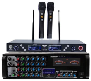 Singtronic 1500W Karaoke Power Amplifier Mixer + UHF Wireless Microphones - Picture 1 of 4