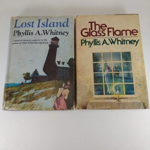 Lost Island 1970 1st Ed & The Glass Flame 1978 Book Club Phyllis A. Whitney HCDJ - Picture 1 of 24