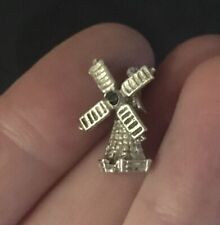 Vintage Sterling Silver Moving Windmill Dutch  Travel Charm Antique Pendant